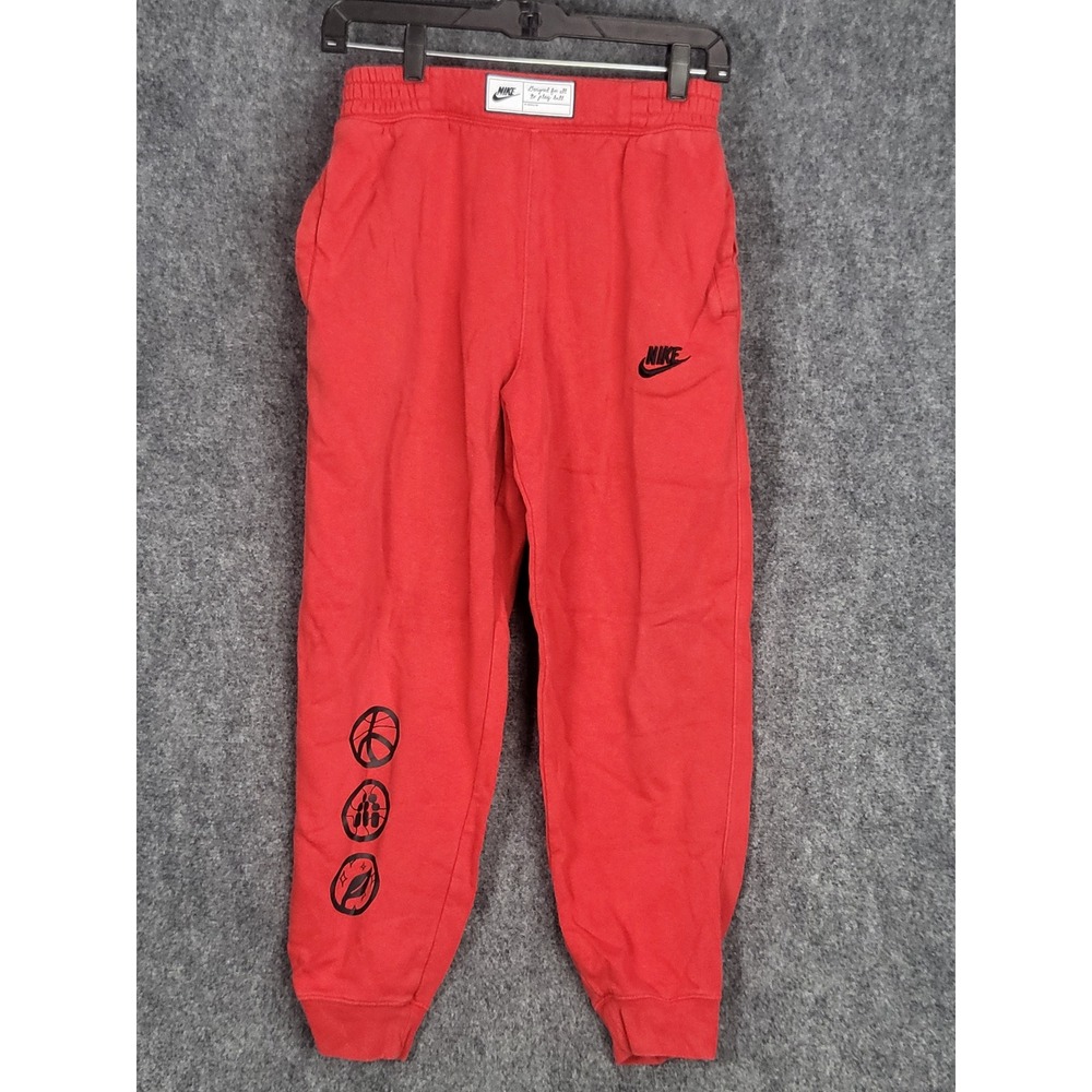 Nike Designed For All To Play Ball Red Graphic Sweatpants Mens Large Athleisure